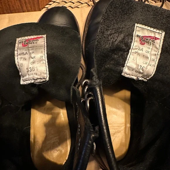 Red Wing Black Leather Boots High-Top Durable - Picture 3 of 8